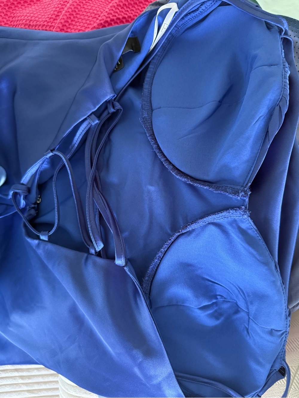 Lulus Luxe Simplicity Blue Satin Lace-Up Mini Dress Royal Blue - Picture 10 of 10